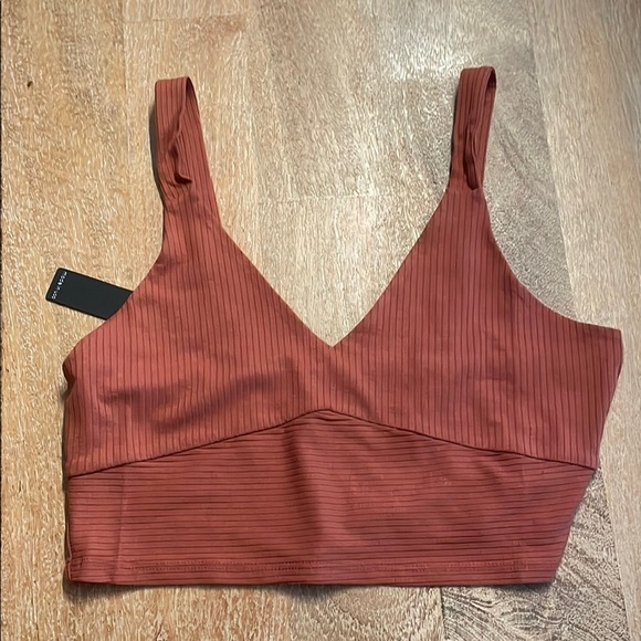 REVOLVE Tops - NWT Krisa REVOLVE Rust Ribbed V-Neck Crop Top